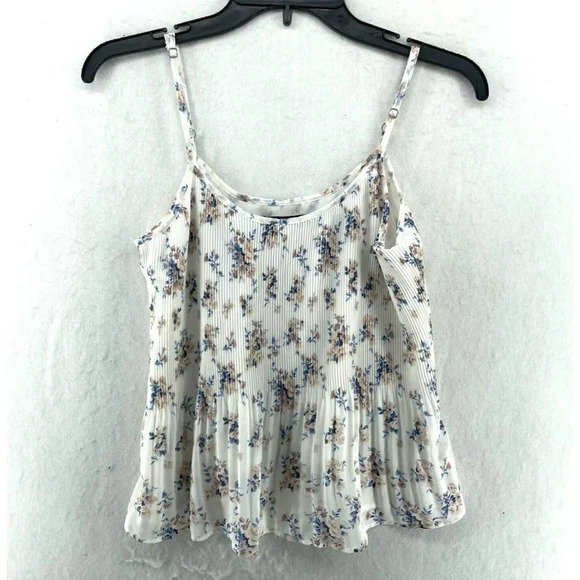 Abercrombie & Fitch Tops - Abercrombie & Fitch Tank Top Women's Sz XS White Brown Floral Peplum Pleated